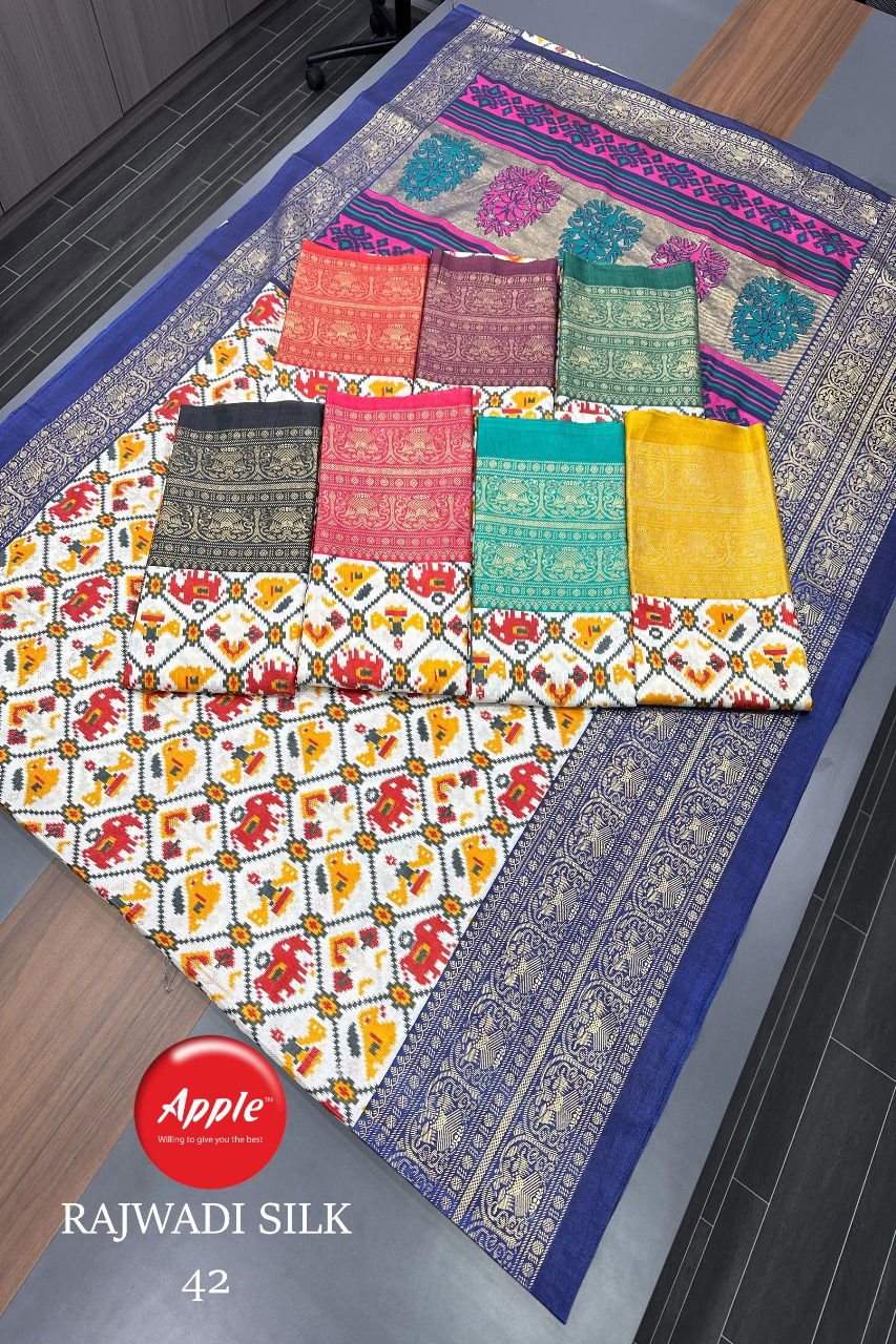 Rajwadi Silk 42 By Apple Dola Silk Printed Sarees Wholesale Market In Surat
